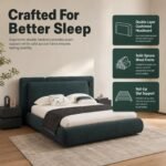 Z298 Upholstered Fabric Bed, Modern Double Soft Bed for Apartment & Rental House - Image 2
