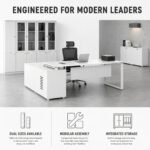 White Panel Executive Desk, 1.8m / 2.0m Optional Size Modern Manager Office Table with Side Cabinet - Image 2