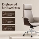 Model 821 Khaki & Coffee Fabric Executive Swivel Chair, Breathable High Back Office Chair for Hot Climate - Image 2
