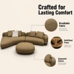 Model 2516 Fabric Modular Sofa, Solid Wood Frame, Modern Curved Design, Breathable Fabric For Hot Climate - Image 2