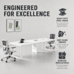 White Large Simple Conference Table, 2 Sizes 2.8m /3.2m, Office Meeting Desk for Boardroom & Training Room - Image 2