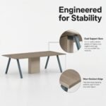 S77-H2412A 2.4m Nightingale Walnut Conference Table, 8-10 Seats Modern Office Meeting Table for Client Reception - Image 2