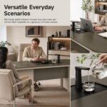 S55-C2408 2.4m Modern Executive Desk, North American Yellow Oak Veneer Office Table with White Steel Frame - Image 3