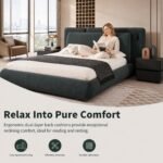 Z298 Upholstered Fabric Bed, Modern Double Soft Bed for Apartment & Rental House - Image 3