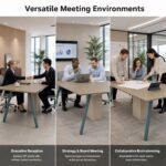 S77-H2412A 2.4m Nightingale Walnut Conference Table, 8-10 Seats Modern Office Meeting Table for Client Reception - Image 3