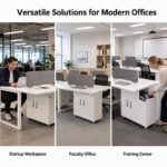 White 2-Person Back-to-Back Office Workstation & Matching White Modular Extension Staff Desk - Image 6