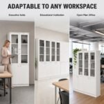 White 2M Height Office Filing Cabinet, Glass Display & Closed Storage Bookcase - Image 3