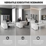 White Panel Executive Desk, 1.8m / 2.0m Optional Size Modern Manager Office Table with Side Cabinet - Image 3