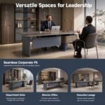 S55-B2010 Modern Manager Office Desk, 2.0m & 2.4m Two Sizes, Anna Grey Teak Veneer Executive Workstation - Image 3