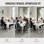 White Simple Conference Table, 2 Sizes 1.8m / 2m, Small Meeting Desk for Interview & Discussion Room - Image 3