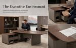 S01-B2820A 2.8m Modern Luxury Executive Desk, Walnut Veneer CEO Office Table with Side Return Cabinet - Image 3