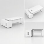 White Panel Executive Desk, 1.8m / 2.0m Optional Size Modern Manager Office Table with Side Cabinet - Image 4