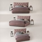 Z287 Upholstered Fabric Bed, Large Tufted Headboard Soft Bed for Master Bedroom - Image 4