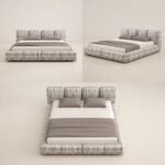 Z8035 Jannik Linen Upholstered Bed, Thick Cushioned Fabric Soft Bed for Large Master Bedroom - Image 4