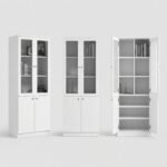 White 2M Height Office Filing Cabinet, Glass Display & Closed Storage Bookcase - Image 4