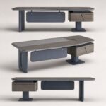 S55-B2010 Modern Manager Office Desk, 2.0m & 2.4m Two Sizes, Anna Grey Teak Veneer Executive Workstation - Image 4