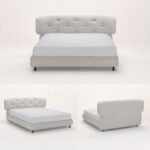 Z8051 Manta Linen Upholstered Bed, Ergonomic High Headboard Fabric Bed for Luxury Master Bedroom - Image 4