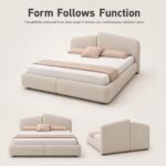 Z8036 Linen Upholstered Bed, Simple Neutral Fabric Soft Bed for Master & Guest Bedroom - Image 4