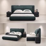 Z298 Upholstered Fabric Bed, Modern Double Soft Bed for Apartment & Rental House - Image 4