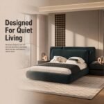Z298 Upholstered Fabric Bed, Modern Double Soft Bed for Apartment & Rental House - Image 5