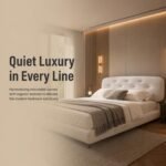 Z8051 Manta Linen Upholstered Bed, Ergonomic High Headboard Fabric Bed for Luxury Master Bedroom - Image 5