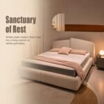 Z8036 Linen Upholstered Bed, Simple Neutral Fabric Soft Bed for Master & Guest Bedroom - Image 5