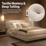 Z8051 Manta Linen Upholstered Bed, Ergonomic High Headboard Fabric Bed for Luxury Master Bedroom - Image 6