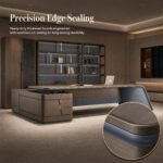 S55-B3020 3.0m Modern Luxury Executive Desk, Anna Grey Teak Veneer CEO Office Table with Side Return Cabinet, Matching Bookcase Optional - Image 6