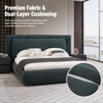 Z298 Upholstered Fabric Bed, Modern Double Soft Bed for Apartment & Rental House - Image 6