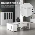 White Panel Executive Desk, 1.8m / 2.0m Optional Size Modern Manager Office Table with Side Cabinet - Image 6
