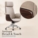 Model 821 Khaki & Coffee Fabric Executive Swivel Chair, Breathable High Back Office Chair for Hot Climate - Image 6