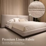 Z8031 Brera Linen Upholstered Bed, Luxury Oversized Headboard Soft Bed for Master Bedroom - Image 6