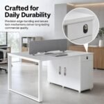 White 2-Person Back-to-Back Office Workstation & Matching White Modular Extension Staff Desk - Image 9