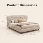 Z8051 Manta Linen Upholstered Bed, Ergonomic High Headboard Fabric Bed for Luxury Master Bedroom - Image 7