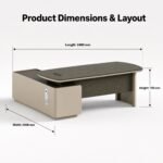 S55-B2420B 2.4m Modern Manager Desk, Anna Grey Teak & Khaki Grey Panel Executive Table with Side Cabinet - Image 7