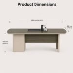 S55-C2408 2.4m Modern Executive Desk, North American Yellow Oak Veneer Office Table with White Steel Frame - Image 7