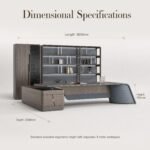 S55-B3020 3.0m Modern Luxury Executive Desk, Anna Grey Teak Veneer CEO Office Table with Side Return Cabinet, Matching Bookcase Optional - Image 7