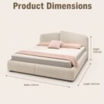 Z8036 Linen Upholstered Bed, Simple Neutral Fabric Soft Bed for Master & Guest Bedroom - Image 7