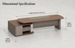 S01-B2820A 2.8m Modern Luxury Executive Desk, Walnut Veneer CEO Office Table with Side Return Cabinet - Image 7