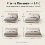 Z8032 Shellon Linen Upholstered Bed, Modern Vertical Pleated Fabric Soft Bed for Master Bedroom - Image 7