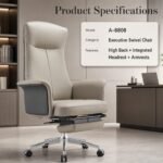 A-8808 Leather Executive Office Chair, High Back Swivel Chair with Headrest & Lumbar Support for Dry & Dusty Climate - Image 8