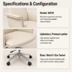 W618 Mid Back Ergonomic Staff Office Chair, Leather Rolling Task Chair - Image 8