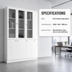 White 2M Height Office Filing Cabinet, Glass Display & Closed Storage Bookcase - Image 8