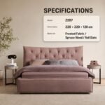 Z287 Upholstered Fabric Bed, Large Tufted Headboard Soft Bed for Master Bedroom - Image 8