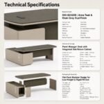 S55-B2420B 2.4m Modern Manager Desk, Anna Grey Teak & Khaki Grey Panel Executive Table with Side Cabinet - Image 8