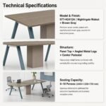 S77-H2412A 2.4m Nightingale Walnut Conference Table, 8-10 Seats Modern Office Meeting Table for Client Reception - Image 8