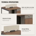 S01-F1212A 2-Person Back-to-Back Office Workstation & S01-F1212B Modular Extension Unit, Staff Partition Desk - Image 7