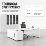 White Panel Executive Desk, 1.8m / 2.0m Optional Size Modern Manager Office Table with Side Cabinet - Image 8