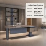 S55-B2010 Modern Manager Office Desk, 2.0m & 2.4m Two Sizes, Anna Grey Teak Veneer Executive Workstation - Image 8