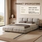 Z8035 Jannik Linen Upholstered Bed, Thick Cushioned Fabric Soft Bed for Large Master Bedroom - Image 8